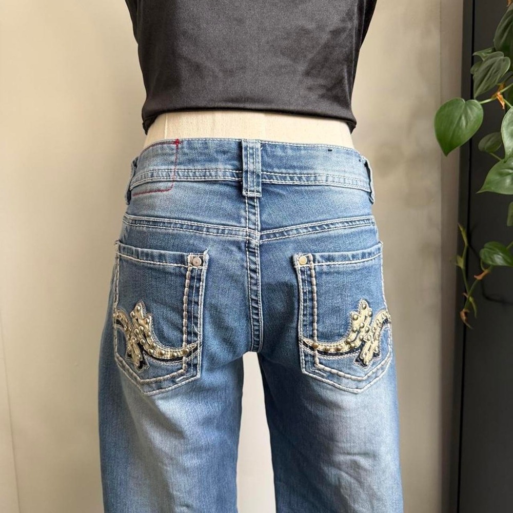 Red Label London Rose Royce Bootcut Jeans W28 Low Rise Embellished Y2K Denim